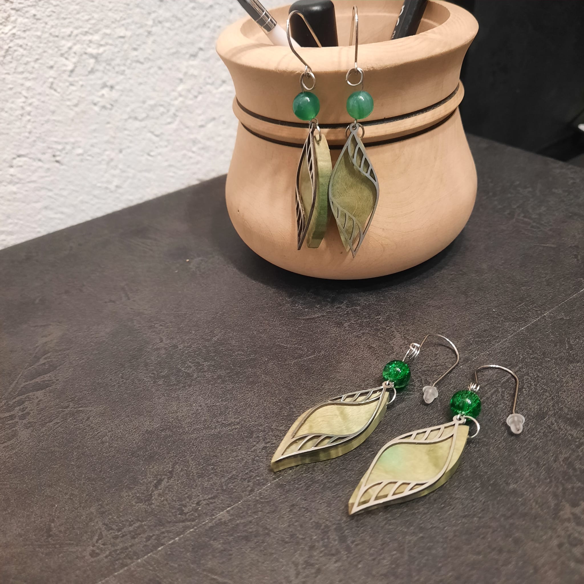 Boucles d’oreilles en bois - Élégance – Bijou en bois sur commande